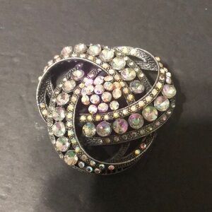 Elegant Silver and Iridescent Crystal Brooch